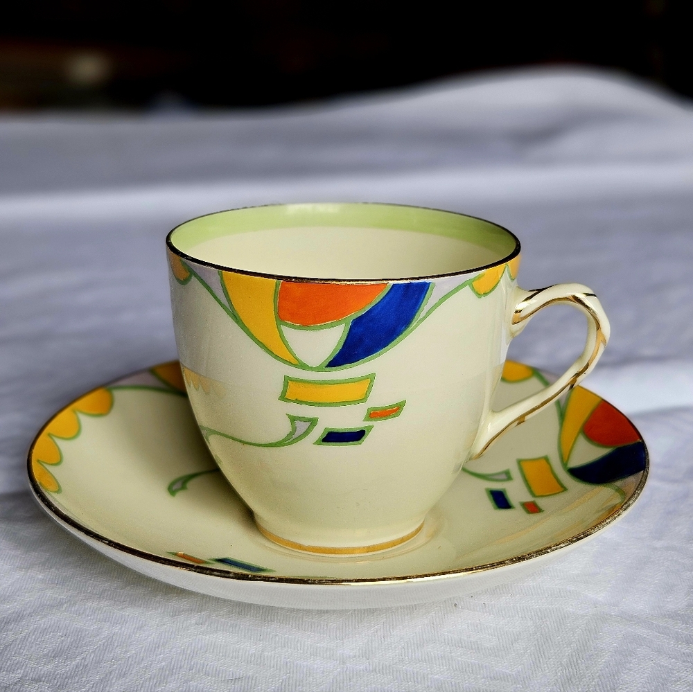 Rare Royal Doulton  bone china Art Deco cup and saucer "Geisha" pattern